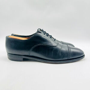 Brooks Brothers Shoes Mens 10 Black Leather Oxfords Vintage Cap Toe England Made